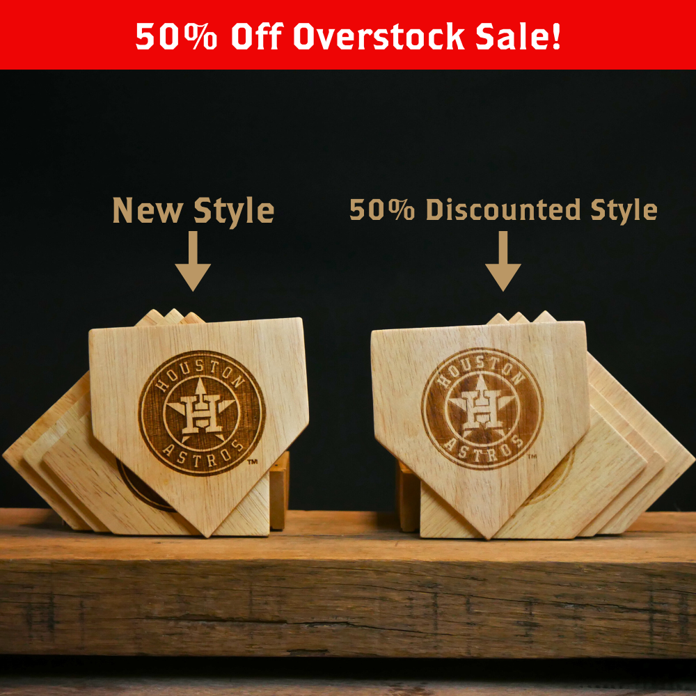50% OFF - Wooden MLB Home Plate Coasters - 4 Pack