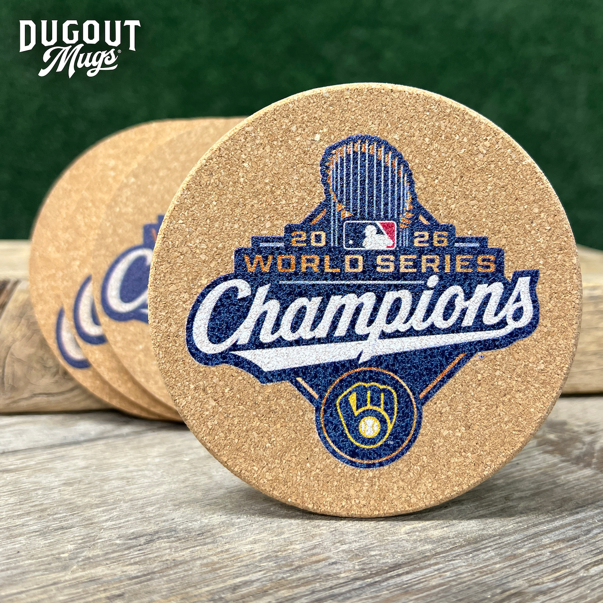 2026 Milwaukee Brewers World Series Champions Cork Coasters® | 4 Pack Coaster Set