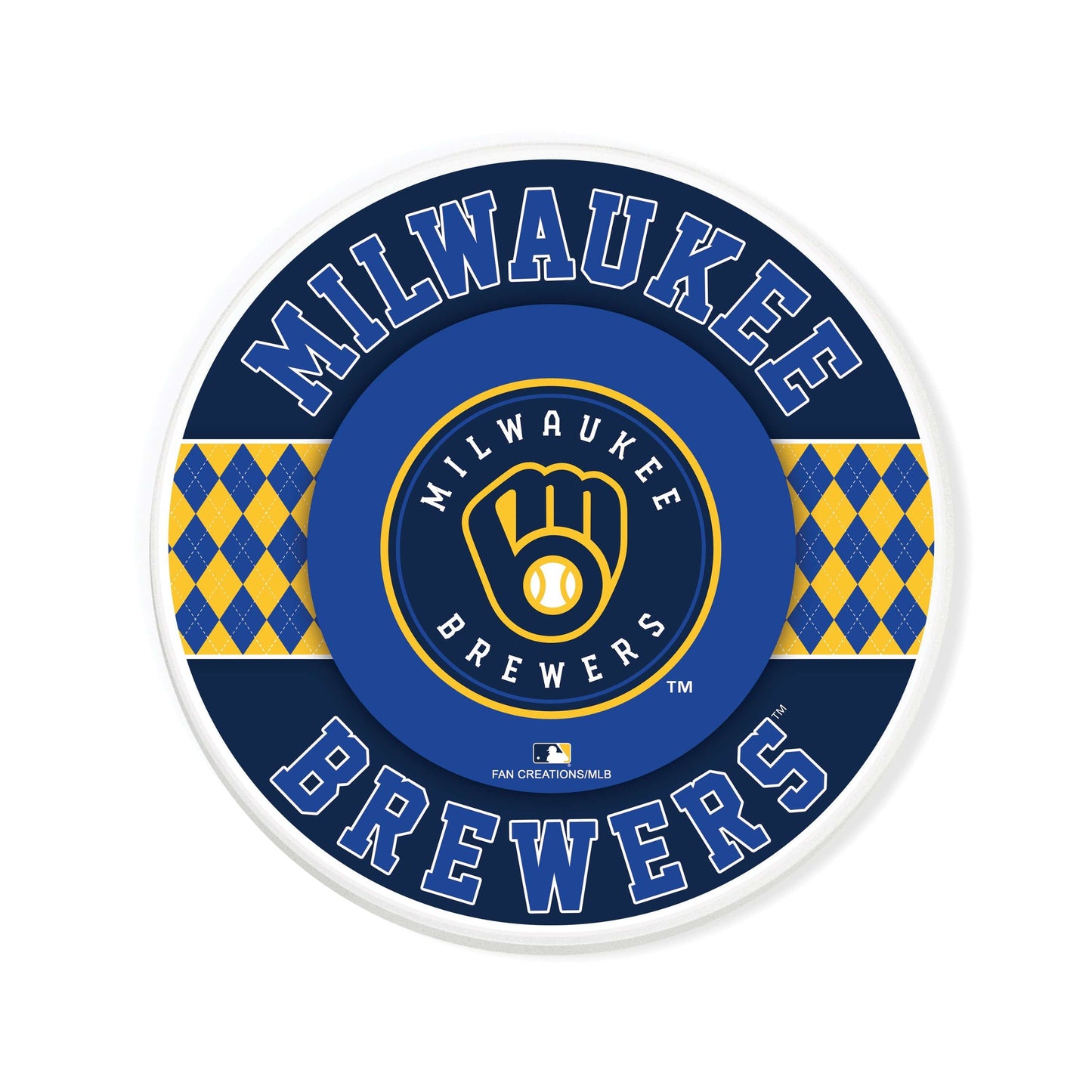 MLB - Milwaukee Brewers 4 inch Ceramic Argyle Coaster