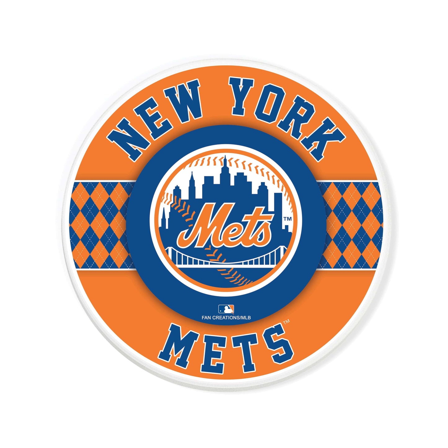 MLB - New York Mets 4 inch Ceramic Argyle Coaster