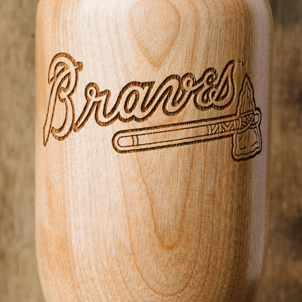 baseball bat wine glass Atlanta Braves close up