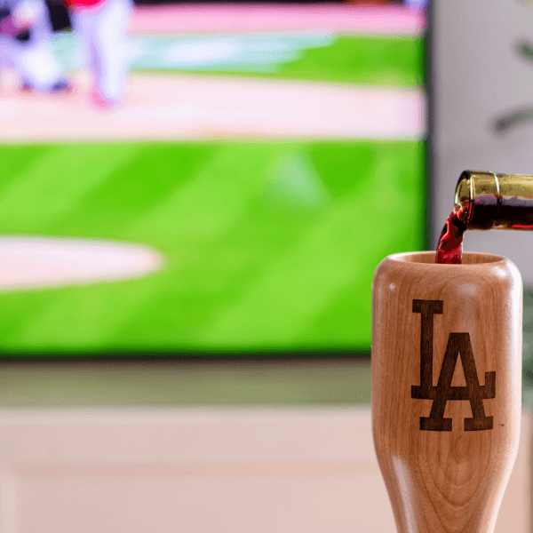 baseball bat wine glass Los Angeles Dodgers LA game day pour