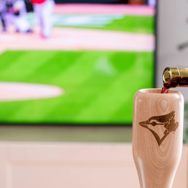 baseball bat wine glass Toronto Blue Jays Bird game day pour