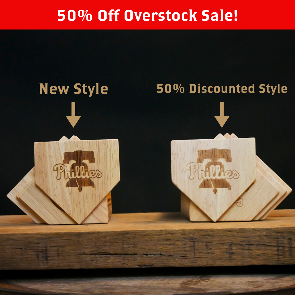 50% OFF - Wooden MLB Home Plate Coasters - 4 Pack