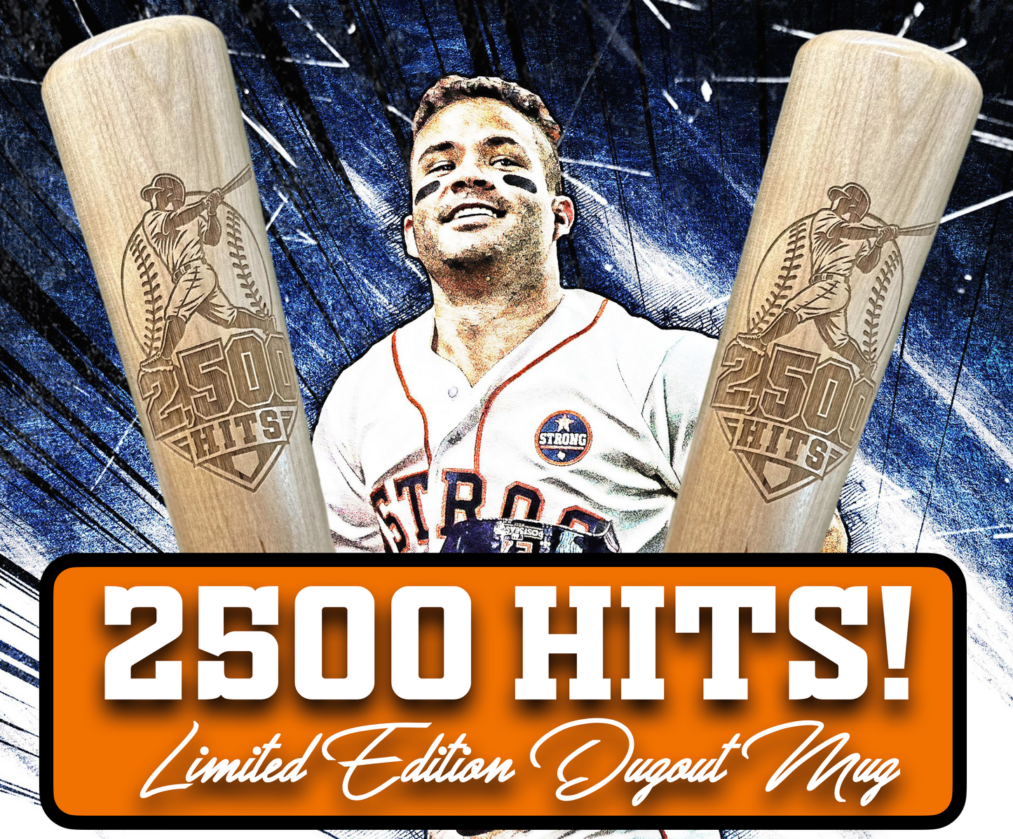 *LIMITED EDITION* 2500 Hits Commemorative Dugout Mug® - Baseball Bat Mug