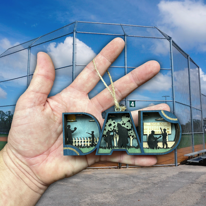 PRE-ORDER - Baseball Dad Christmas Ornament - 3D Wooden Keepsake