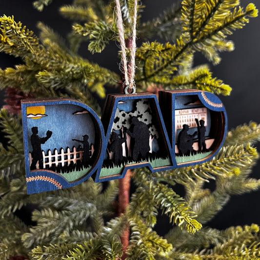 PRE-ORDER - Baseball Dad Christmas Ornament - 3D Wooden Keepsake