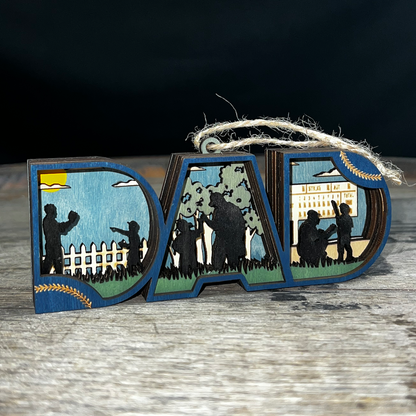 PRE-ORDER - Baseball Dad Christmas Ornament - 3D Wooden Keepsake