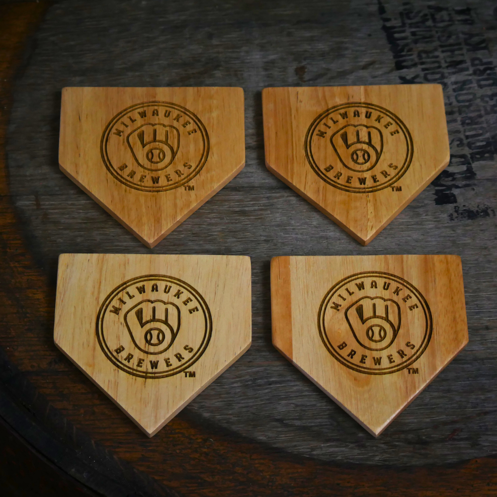 NEW ITEM - Wooden MLB Home Plate Coasters - 4 Pack