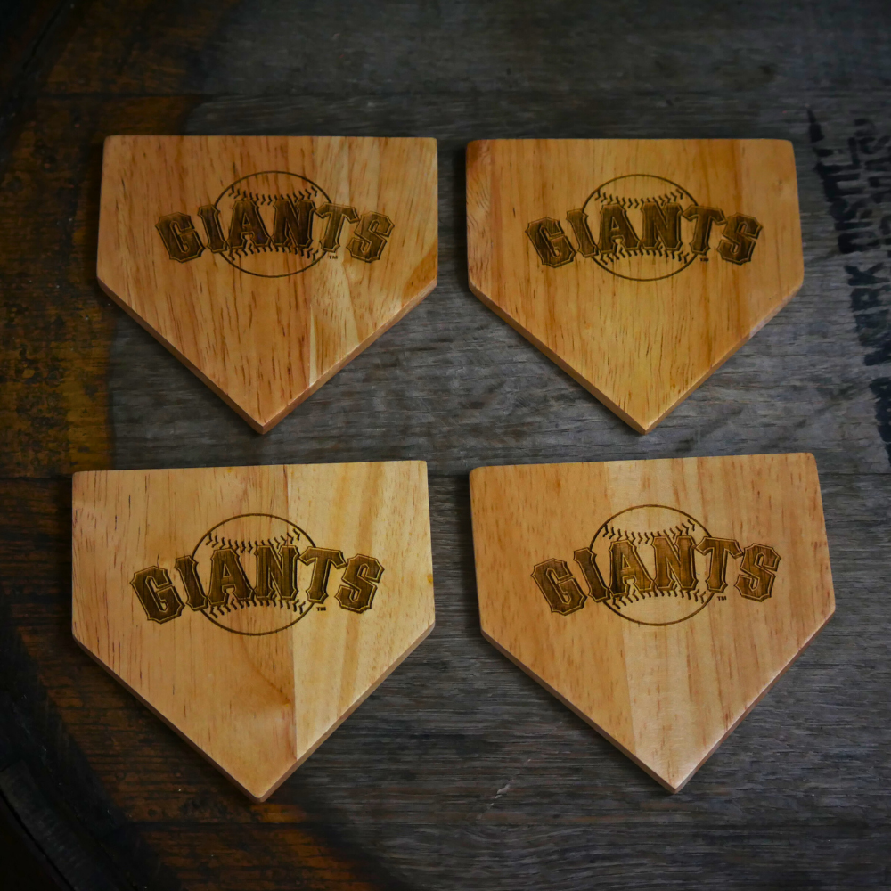 NEW ITEM - Wooden MLB Home Plate Coasters - 4 Pack