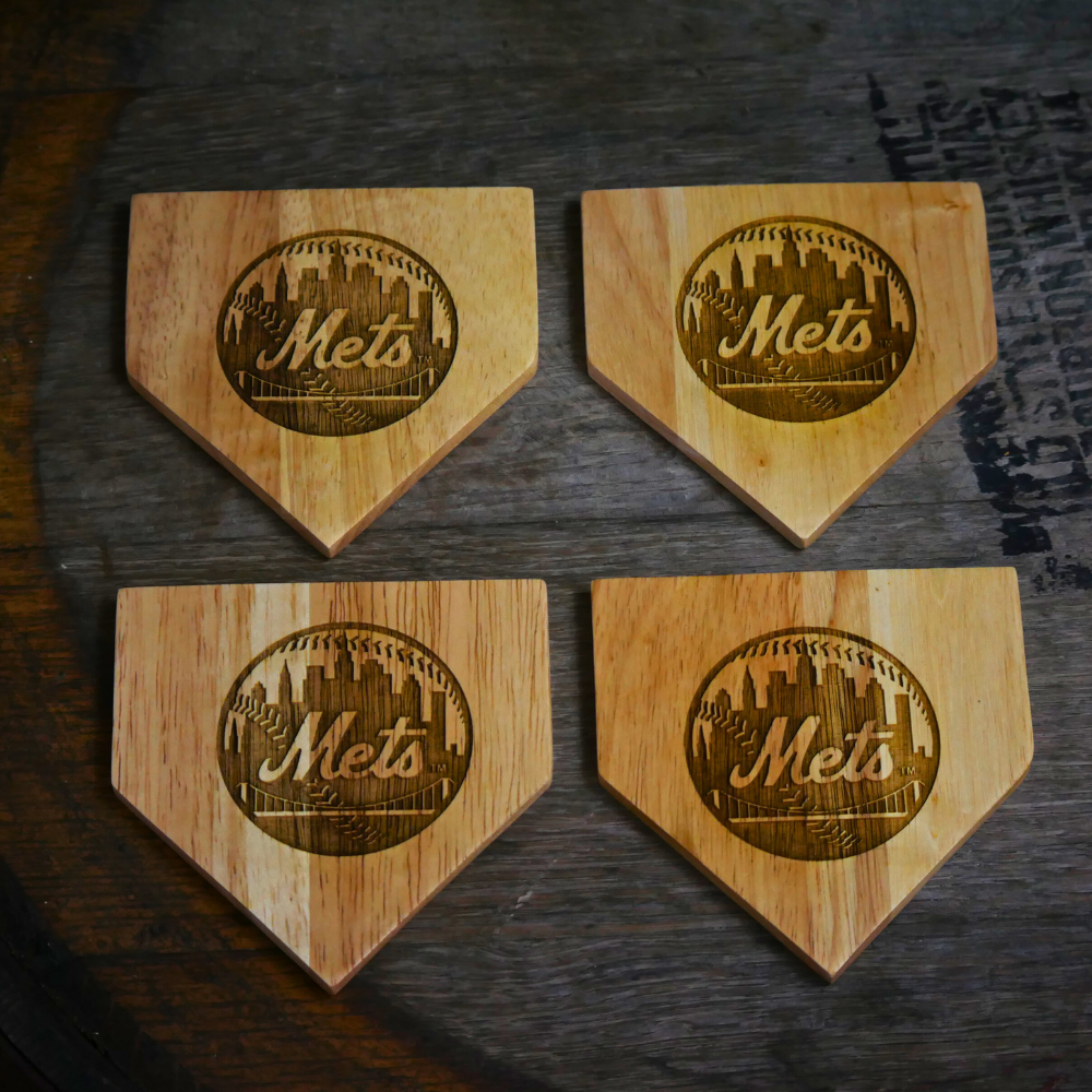 NEW ITEM - Wooden MLB Home Plate Coasters - 4 Pack