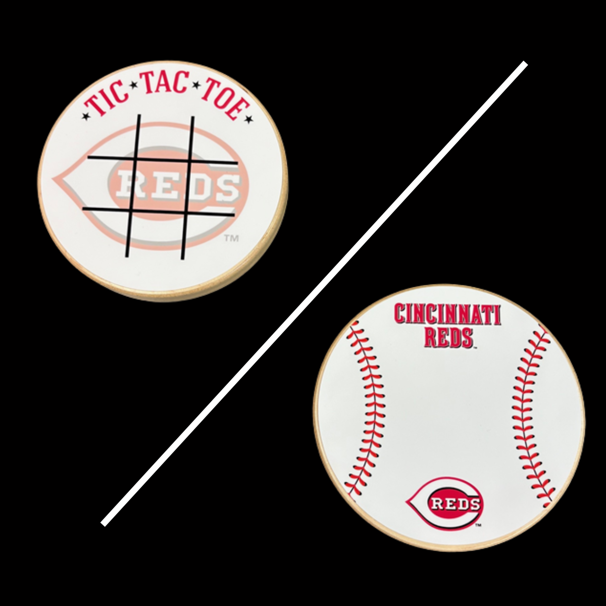 Cincinnati Reds Portable Dry Erase Game Board - 6.5" Double-Sided Wooden Tic Tac Toe Travel Set with Marker & Bag