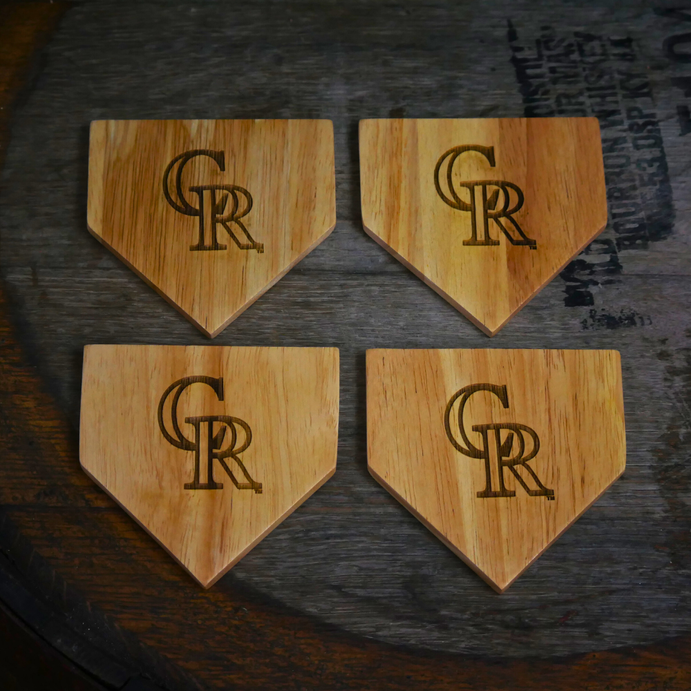 NEW ITEM - Wooden MLB Home Plate Coasters - 4 Pack