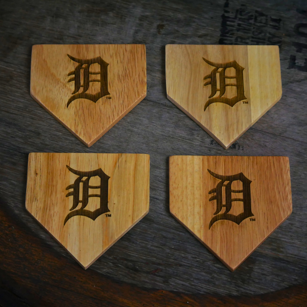 NEW ITEM - Wooden MLB Home Plate Coasters - 4 Pack