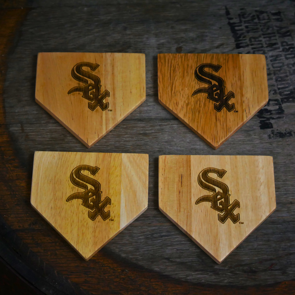 NEW ITEM - Wooden MLB Home Plate Coasters - 4 Pack