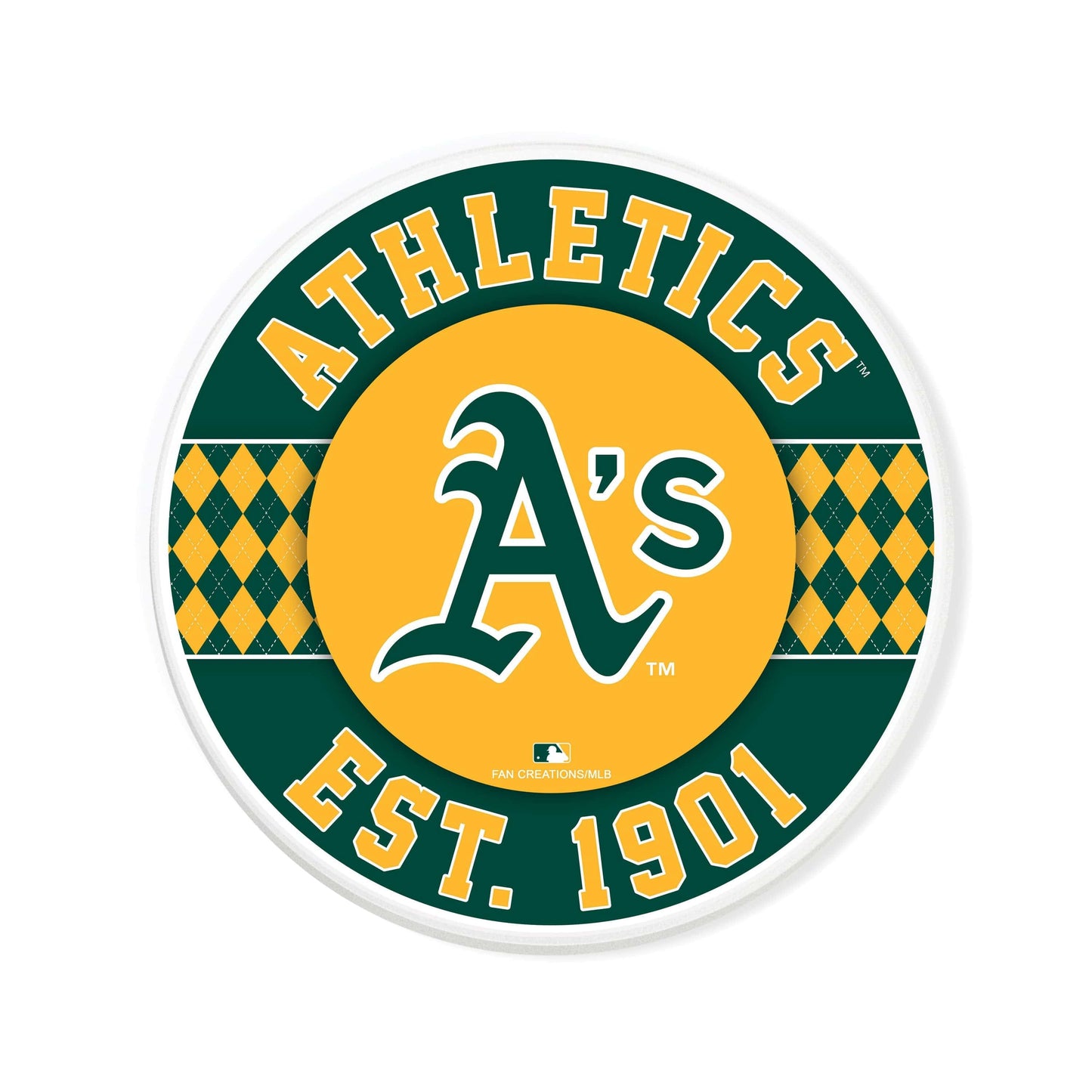 MLB - Oakland Athletics 4 inch Ceramic Argyle Coaster