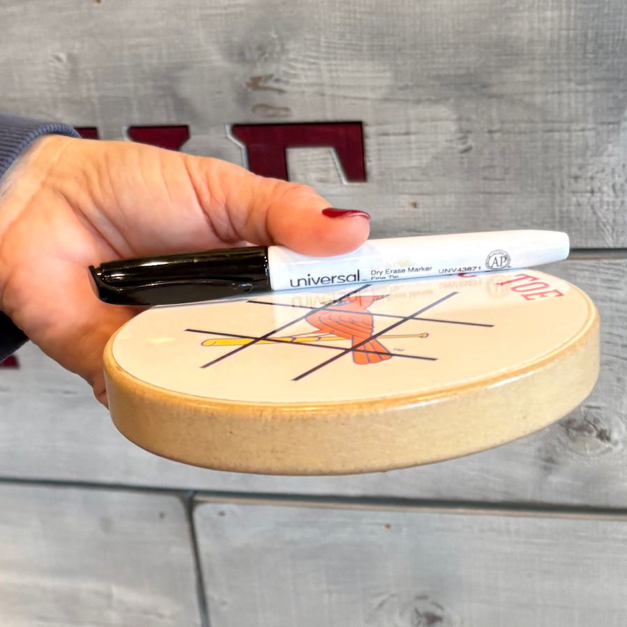 Boston Red Sox Portable Dry Erase Game Board - 6.5" Double-Sided Wooden Tic Tac Toe Travel Set with Marker & Bag