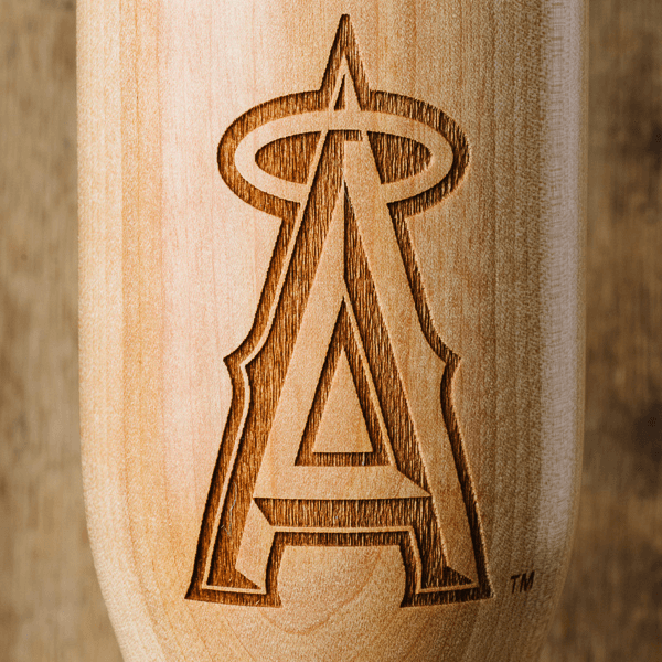 baseball bat wine glass Los Angeles Angels close up