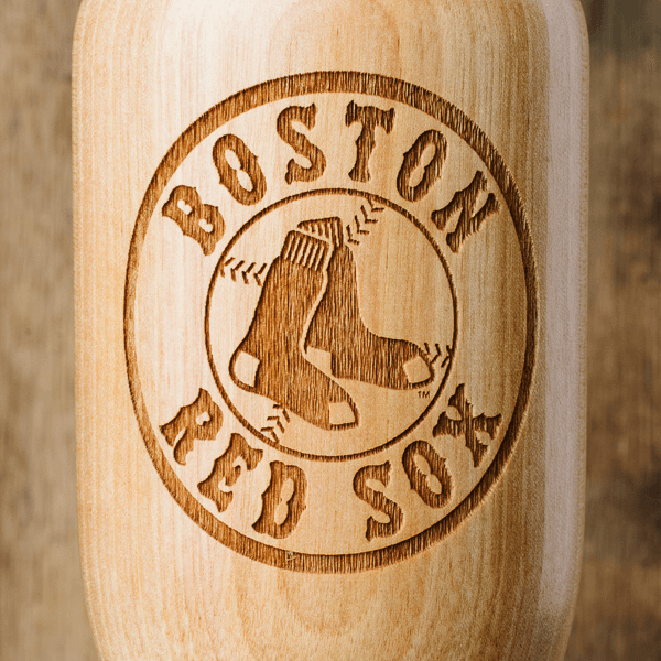 baseball bat wine glass Boston Red Sox close up