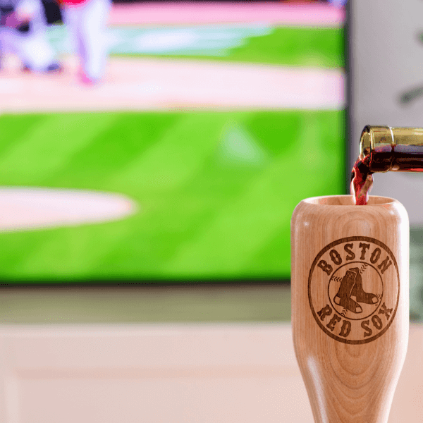 baseball bat wine glass Boston Red Sox game day pour