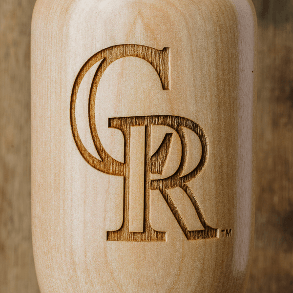 baseball bat wine glass Colorado Rockies CR close up