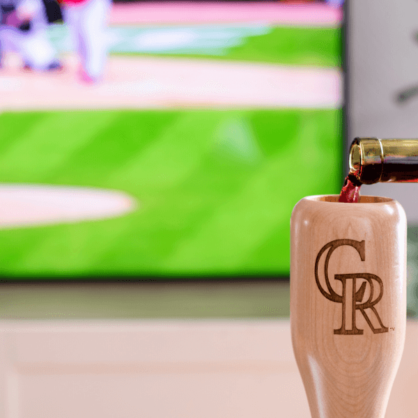 baseball bat wine glass Colorado Rockies CR game day pour