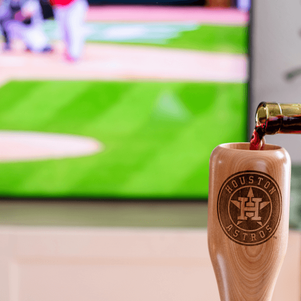 baseball bat wine glass Houston Astros game day pour