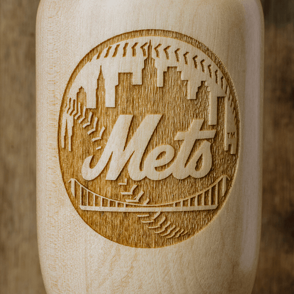 baseball bat wine glass New York Mets close up