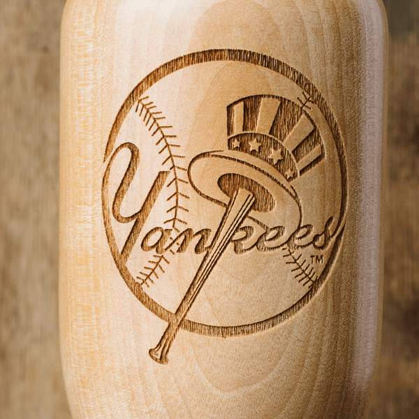 baseball bat wine glass New York Yankees close up