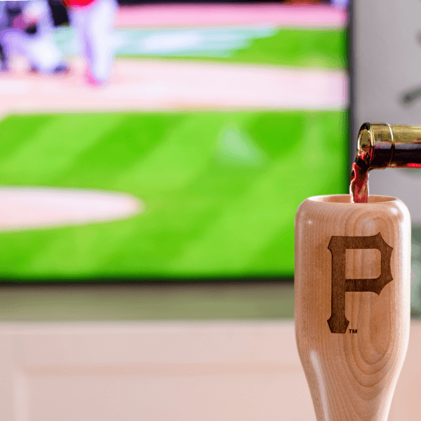 baseball bat wine glass Pittsburgh Pirates P game day pour