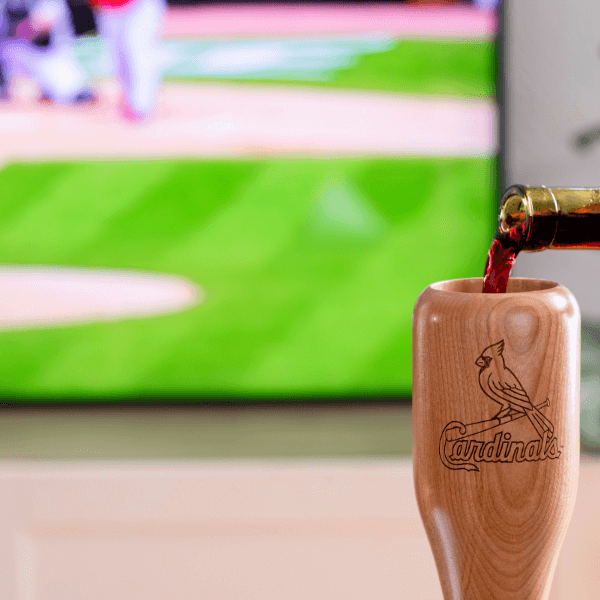 baseball bat wine glass St.Louis Cardinals game day pour