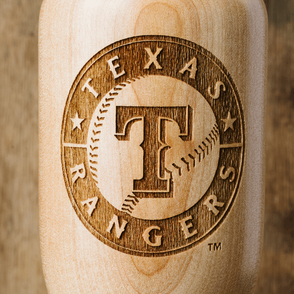 baseball bat wine glass Texas Rangers close up