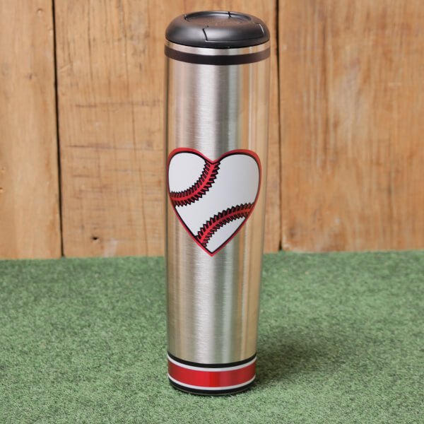 Hearts with Laces Metal Dugout Mug | Stainless Steel Baseball Bat Mug